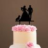 Rustic Mr And Mrs Cake Topper Bride And Groom with Pet Wedding Cake Topper Couple Silhouette Personalized Cake Topper Anniversary Baptism Cake Topper Black Acrylic, 6 Inch view 4