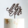Custom Mr Mrs Cake Topper Bride And Groom with Pet Wedding Cake Topper Family Cake Topper Couple Silhouette Custom Cake Topper Cake Topper Wedding Brown Wood Wood, 6 Inch view 1