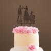 Custom Mr Mrs Cake Topper Bride And Groom with Pet Wedding Cake Topper Couple Silhouette Custom Wedding Cake Topper Rustic Wedding Cake Topper Brown Wood, 6 Inch view 4