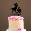 Mr & Mrs Wedding Cake Topper Bride And Groom with Pet Wedding Cake Topper Couple Silhouette Custom Cake Topper Anniversary Baptism Cake Topper Black Acrylic, 6 Inch view 4
