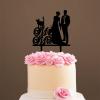 Mr & Mrs Rustic Wreath Couple's Names Cake Topper Bride And Groom with Pet Wedding Cake Topper Couple Silhouette Family Wedding Cake Topper Anniversary Baptism Cake Topper Black Acrylic, 6 Inch view 4