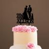 Custom Mr Mrs Cake Topper Bride And Groom with Pet Wedding Cake Topper Couple Silhouette Personalized Wedding Cake Topper Anniversary Cake Toppers Black Acrylic, 6 Inch view 4