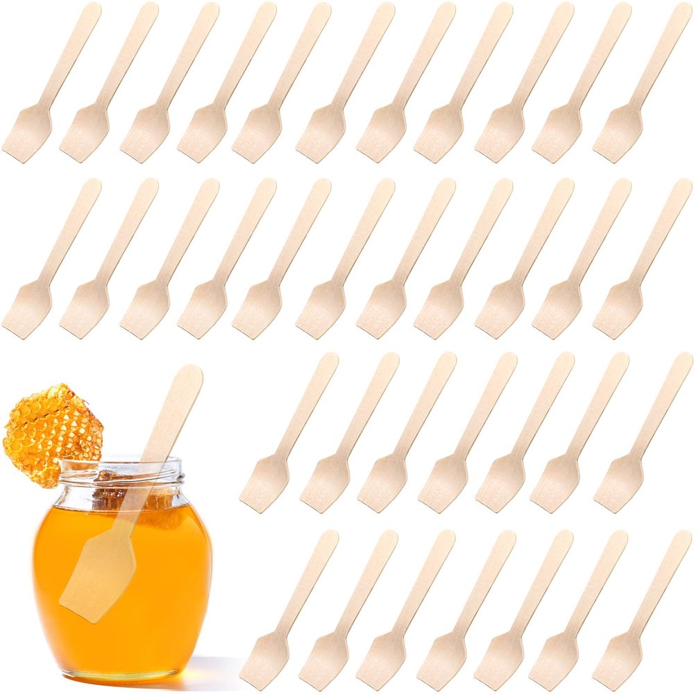 2000 Pcs Disposable Mini Wooden Spoons, 3.74 Inch Wood Cutlery Spoons Small Utensils for Ice Cream Dessert Food