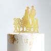 Custom Mr Mrs Cake Topper Bride And Groom with Pet Wedding Cake Topper Couple Silhouette Custom Wedding Cake Topper Anniversary Baptism Cake Topper Gold Glitter Wood, 6 Inch view 4