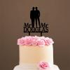 Stylish Gay Marriage Silhouette Wedding Cake Topper with Pet Mr And Mr Cake Toppers for Wedding Family Wedding Cake Topper Marriage Cake Topper Funny Cake Toppers for Wedding Black Acrylic, 6 Inch view 4