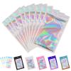 100 Pack Resealable Bags for Small Business, Mylar Bags with Front Window Holographic Bags Mylar Bags for Food Storage with 100 Color Labels(4.1 X 5.9 Inch) view 1