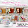 100 Pack Resealable Bags for Small Business, Mylar Bags with Front Window Holographic Bags Mylar Bags for Food Storage with 100 Color Labels(4.1 X 5.9 Inch) view 2