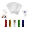 100PCS Cellophane Bags 3x5 inches, Clear Treat Bags with 4 Twist Ties, Plastic Cello Bags - 1.4 mils Thick OPP Rice Crispy Bags for Gift Goodie Favor Candy Cake Pop Birthday Party Cookies (3 x 5) view 1