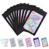 100 Pack Resealable Bags for Small Business, Mylar Bags with Front Window Holographic Bags Mylar Bags for Food Storage with 100 Color Labels(Black,4.1 X 5.9 Inch) view 1