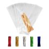 100PCS Cellophane Bags 3x11 inches, Clear Treat Bags with 4 Twist Ties, Plastic Cello Bags - 1.4 mils Thick OPP Rice Crispy Bags for Gift Goodie Favor Candy Cake Pop Birthday Party Cookies (3 x 11) view 1