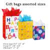 Birthday Gift Bag with Handle and Tissue Paper, 12 Pcs Gift Bags Assorted Sizes and Designs, Large, Medium, Small Size Birthday Gift Bag for Boys, Girls, 13, 9 ) view 3