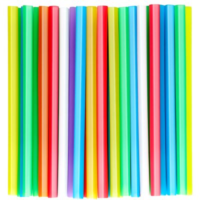 50 PCS Jumbo Smoothie Straws, Colorful Disposable Plastic Milkshake Straw (0.43" Diameter and 8.2" long)