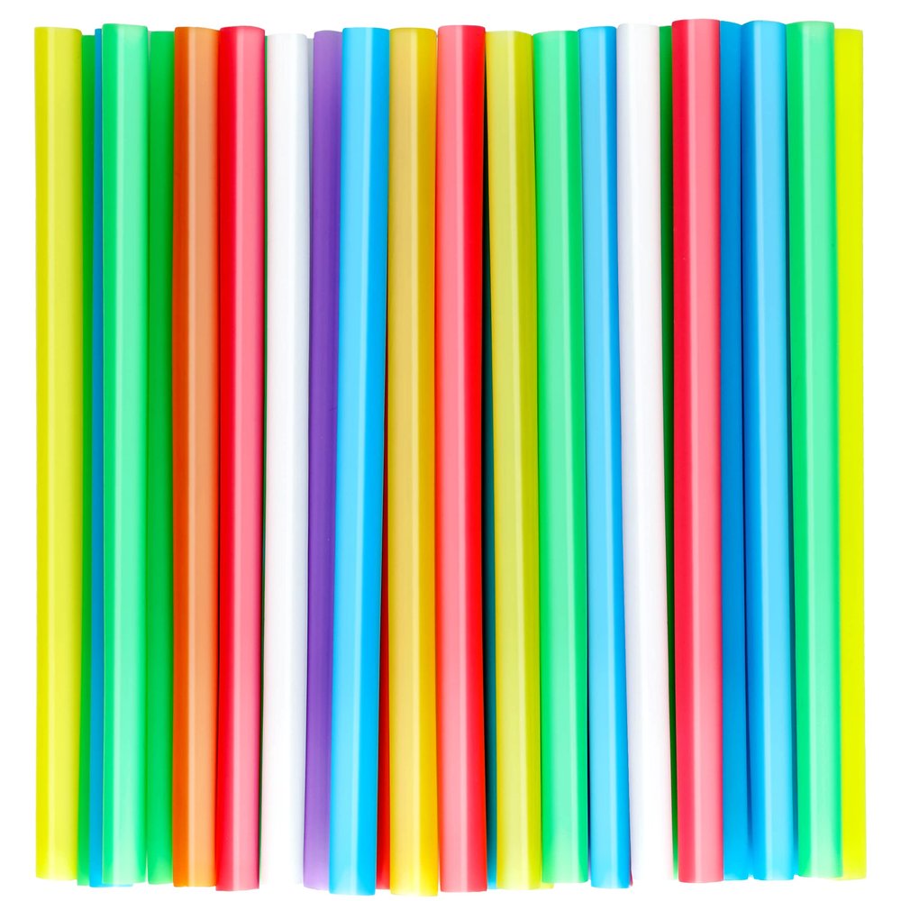 50 PCS Jumbo Smoothie Straws, Colorful Disposable Plastic Milkshake Straw (0.43" Diameter and 8.2" long)