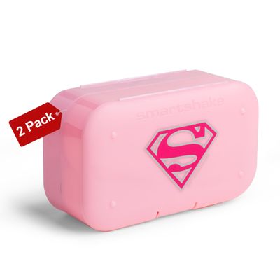 Smartshake DC Comic Pill Box Organizer (Pack of 2) Portable Size, BPA Free - Medicine Storage Box for Daily Use - 7-Day Portable Pill case for Travel, Vitamin, and Supplement (Supergirl)