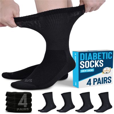 Doctor's Select Diabetic Socks - 4 Pairs Neuropathy Socks for Men & Women