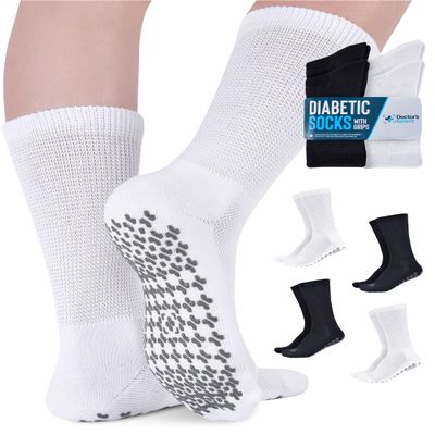 Doctor's Select Diabetic Socks for Women and Men - 4 Pairs Non Binding Socks for Women | Non Slip Mens