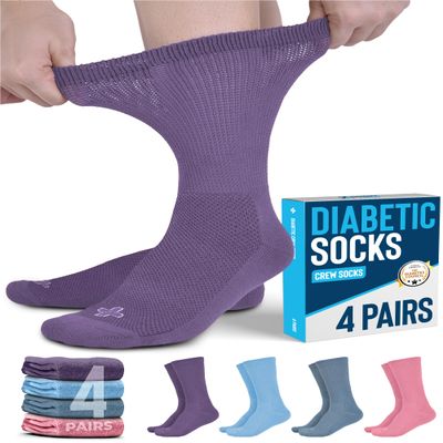 Doctor's Select Diabetic Socks for Women and Men - 4 Pairs Non Binding Socks | Diabetic Women