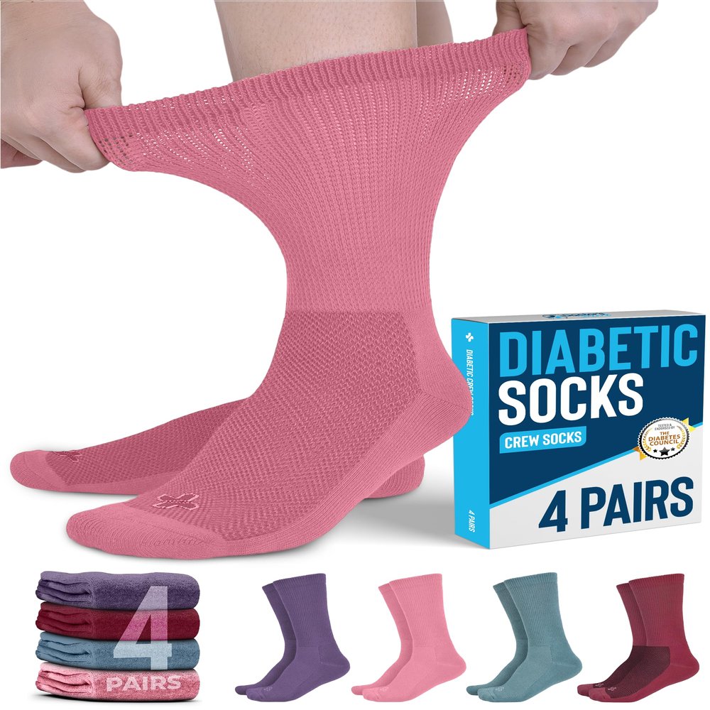 Doctor's Select Diabetic Socks for Women and Men - 4 Pairs Non Binding Socks | Diabetic Women