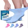 Diabetic Socks with Grips for Women and Men - 4 Pair | Light Blue , Blue, Purple , Pink | Neuropathy Socks for Women | Hospital Socks with Grips for Women | Ankle Diabetic Non Slip Socks for Elderly view 1