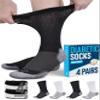 Doctor's Select Grey Heel/Toe 2 Black / 2 White Diabetic Socks for People with Diabetes - 4 Pairs, Ankle-High, Unisex view 1