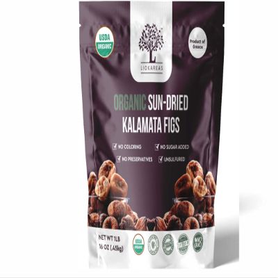 ORGANIC GREEK Kalamata Sundried Figs - USDA Organic Certified - NONGmo - Vegan - Gluten Free - High Fiber - No Sugar Added - No Preservatives - No Coloring - Unsulfured - Product of Greece - Sweet Tasting - Resealable Zipper Pouch