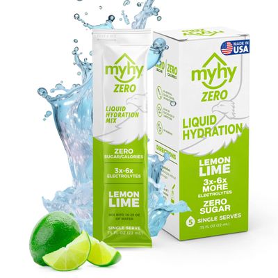 MyHy ZERO Liquid Hydration Packets, Sugar Free Electrolyte Drink Mix for Hydration Support, Dehydration Relief for Travel, Pregnancy, Fitness, Bachelor & Bachelorette Party  Lemon Lime, 5 Count