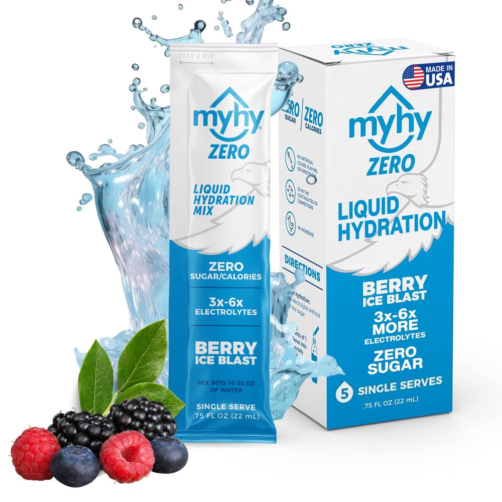 MyHy Zero Liquid Hydration Packets, Sugar Free Electrolyte Drink Mix for Hydration Support, Dehydration Relief for Travel, Pregnancy, Fitness, Bachelor & Bachelorette Party Berry, 5 Count
