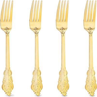 Ciaell 200PCS Gold Plastic Forks - Heavy Duty Plastic Forks - 7.48 Inch Heavyweight Gold Forks - Disposable Dessert Forks Perfect for Parties & Weddings & Dinners