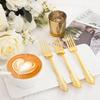 Ciaell 200PCS Gold Plastic Forks - Heavy Duty Plastic Forks - 7.48 Inch Heavyweight Gold Forks - Disposable Dessert Forks Perfect for Parties & Weddings & Dinners view 2