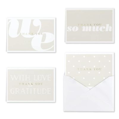 Hortense B. Hewitt 24-Count Love Themed Gratitude Thank You Note Card Set (6 each of 4 designs), 4.8" x 3" Folded Size (61901)