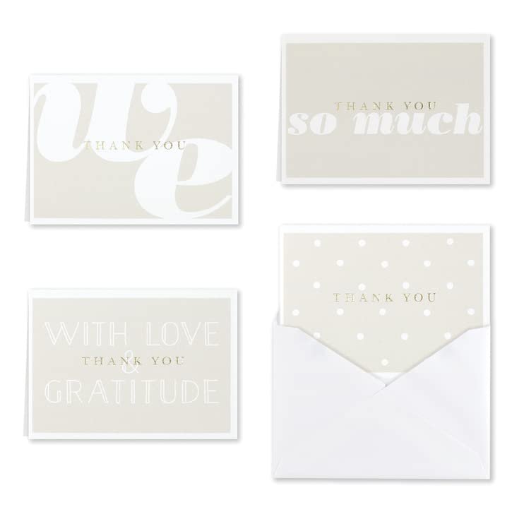 Hortense B. Hewitt 24-Count Love Themed Gratitude Thank You Note Card Set (6 each of 4 designs), 4.8" x 3" Folded Size (61901)