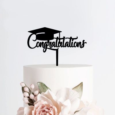 Congratulations Cake Topper Acrylic Black Graduate Cake Toppers for 2022 Graduation Party Cake Decorations Graduation Table Decor Graduation Gift for Him Her