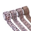 4 Rolls Wild Theme Cheetah Polyester Ribbons Leopard Print Pattern Polycotton Trimming Lace Floral Bow Crafts Decoration for Gifts Package Wrapping and House Ornament view 2