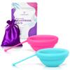 EcoBlossom Reusable Menstrual Disc with Removal String - The Most Reliable Medical Grade Silicone Period Discs - Comfortably use for 12 Hours (Pack of 2, Rose & Teal) view 1