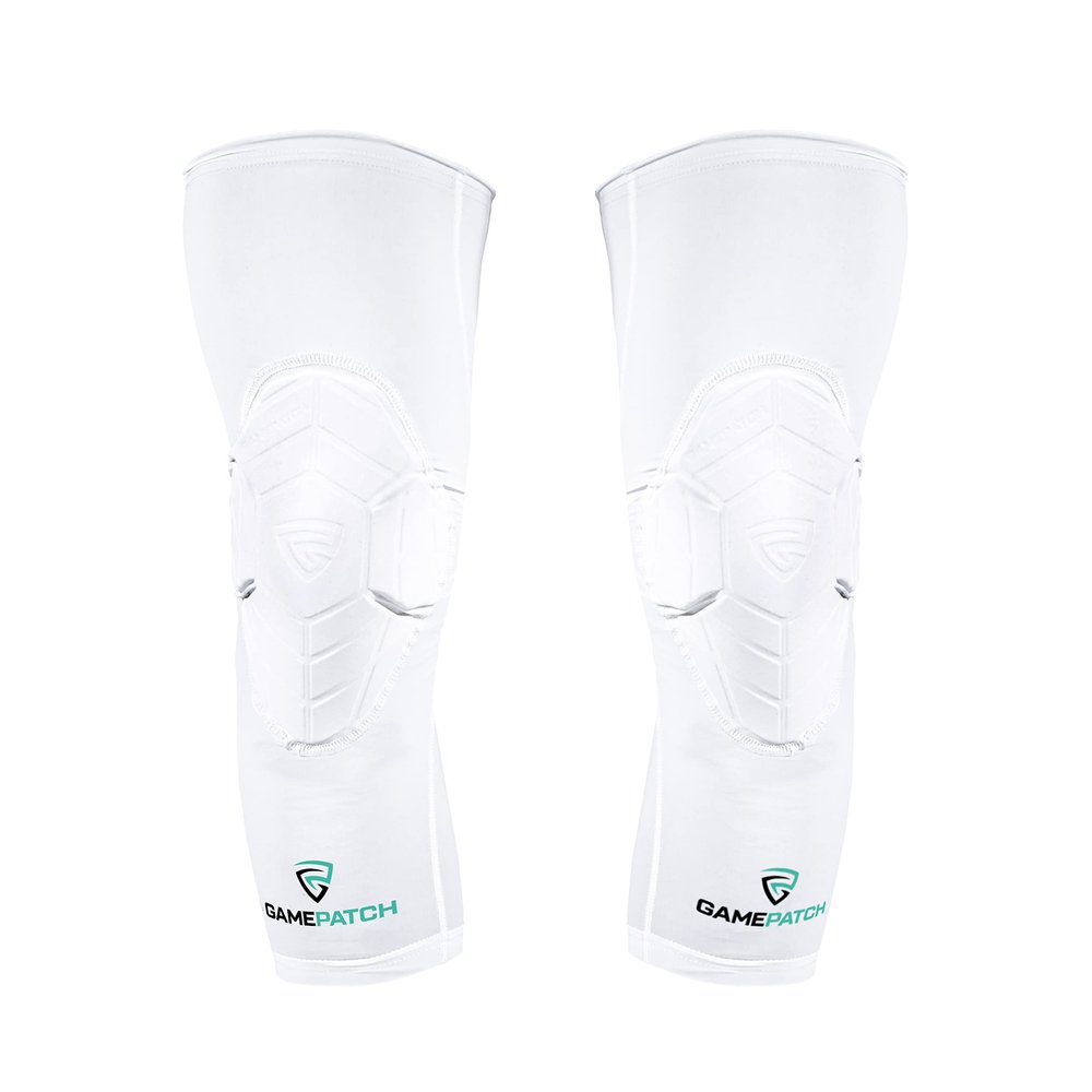 Gamepatch Knee Pads | Compression Sleeve Joint Protection | Shock Absorbing Technology | Men Women Kids, White, Size XL