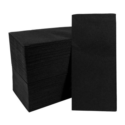100 Pack Linen-Feel Black Napkins Disposable Guest Paper Napkins Hand Towels for Bathroom Soft Absorbent Paper Napkins Everyday Kitchen Dinner Cocktail Party Wedding