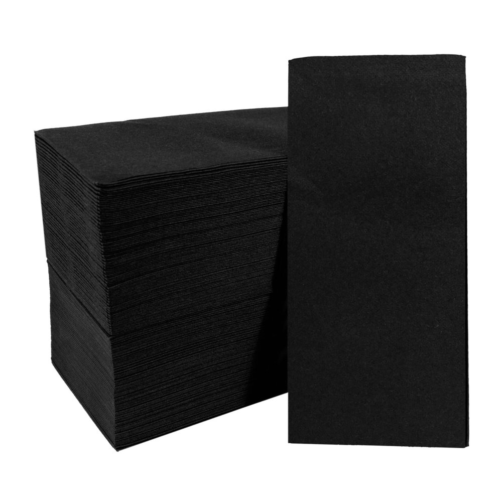 100 Pack Linen-Feel Black Napkins Disposable Guest Paper Napkins Hand Towels for Bathroom Soft Absorbent Paper Napkins Everyday Kitchen Dinner Cocktail Party Wedding