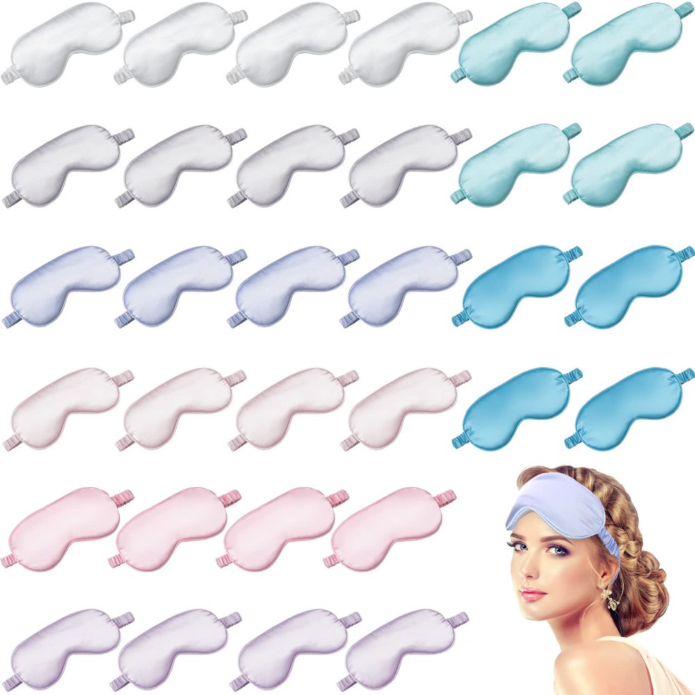 Coume Silk Sleep Mask Eye Coverings for Sleeping Smooth Soft Eye Covers Mask with Elastic Strap for Sleeping Blocking Lights Travel Relax (32), One Size
