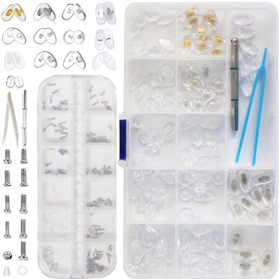 Eyeglass Repair Kit with 100PCS Nose Pads, 3-in-1 Keychain Screwdriver Kit, 100 Screws & Tweezers - Professional Glasses Repair Tools for Eyeglasses, Sunglasses, Watch, Jewelry - Compact & Complete