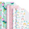 LeZakaa Mini Wrapping Paper Roll - Mini Roll - Cupcake/Rainbow/Colorful Stripe for Birthday, Party, Holiday, Baby Shower - 17 x 120 inches - 3 Rolls (42.5 sq.ft.ttl.) view 1