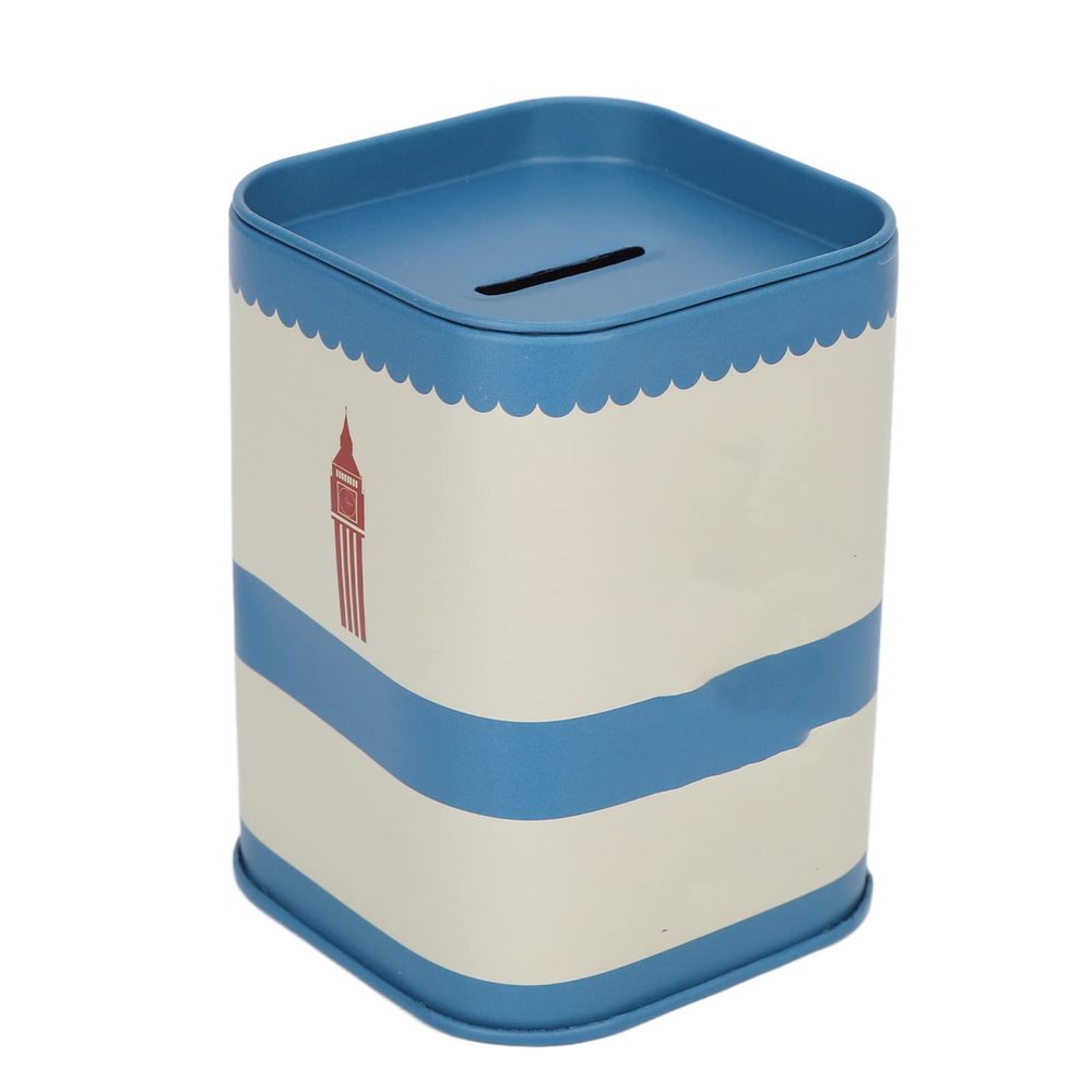 Blade Disposal Case Storage Bank, Blade Bank for Blade Storagement, Iron Detachable Cover Large Capacity Waste Blades Storage Box for Barber Shop(Blue)