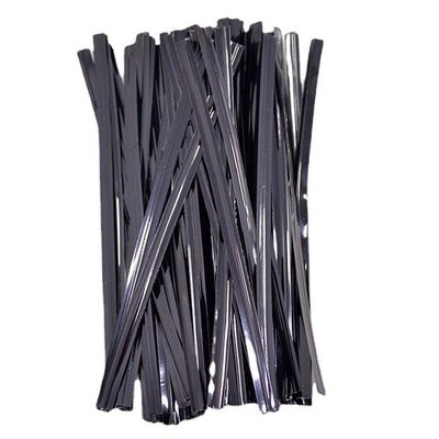 RELAND SUN 100pcs Colorful Metal Twist Ties for Bread Goodie Bag Party Decor (Black,10cm)