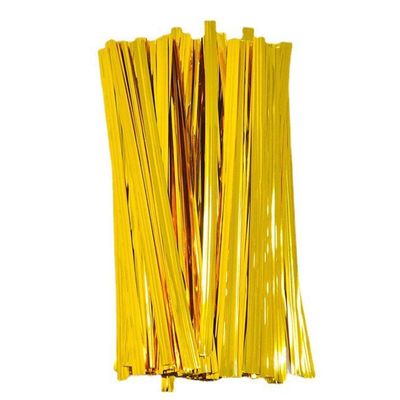 RELAND SUN 100pcs Colorful Metal Twist Ties for Bread Goodie Bag Party Decor (Gold,10cm)
