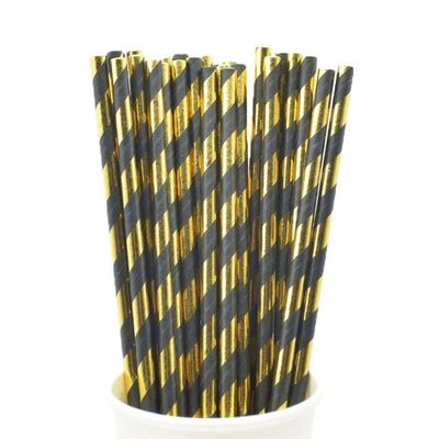 100pcs Foil Gold/Silver Disposable Drinking Paper Straws Rainbow For Birthday Wedding Deco Christmas Party Event Supplies (3)