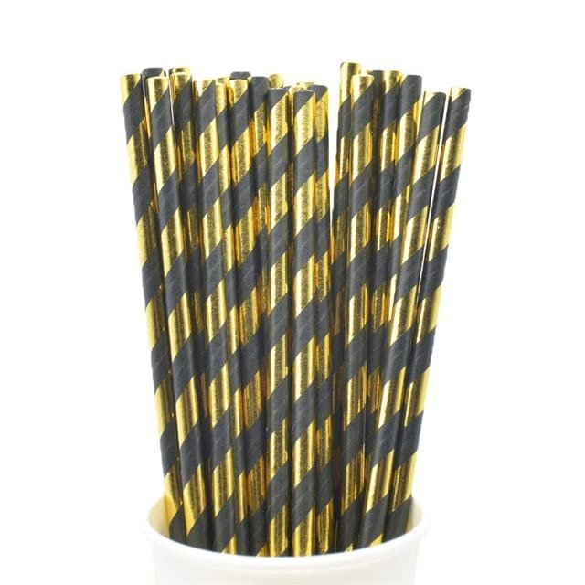 100pcs Foil Gold/Silver Disposable Drinking Paper Straws Rainbow For Birthday Wedding Deco Christmas Party Event Supplies (3)