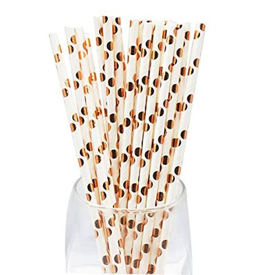 100pcs Foil Gold/Silver Disposable Drinking Paper Straws Rainbow For Birthday Wedding Deco Christmas Party Event Supplies (5)
