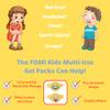 FOMI Kids Hot Cold Gel Ice Packs | 2 Pack | Multi-Use Fun Smiley Designed Wrap for Head, Eyes, Elbow, Wrist, Ankle, Knee | Pain Relief for Children Boo Boos, Fever, Sinus, Headache | Reusable Compress view 3