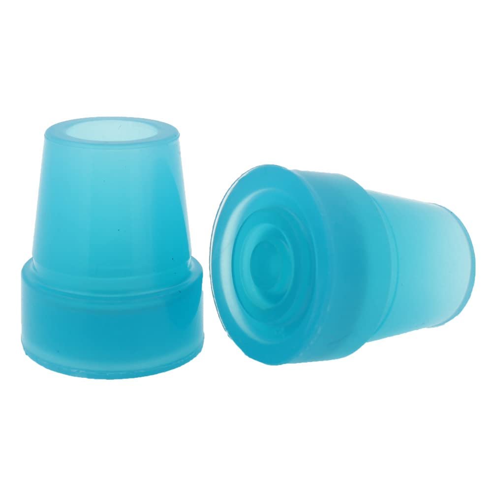 2 Pcs: 3/4" (19mm) Glow in The Dark Rubber Tips Ferrules for Walking Canes - Blue - by Lifeswonderful