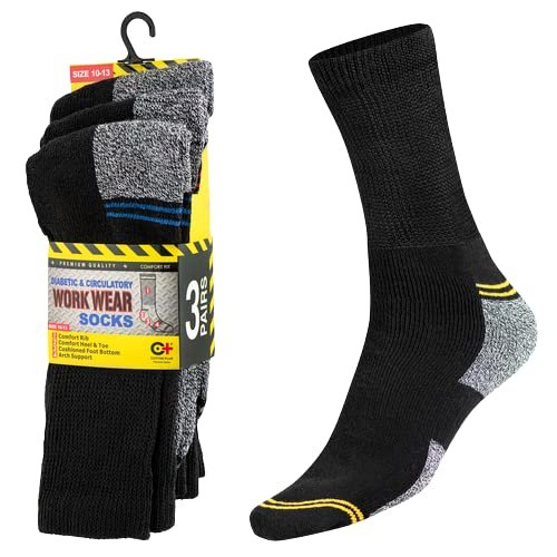 3-12 Pairs Men's Cotton Diabetic Health Crew Circulatory Boot Socks Men's Size 10-13 (12 Pack)
