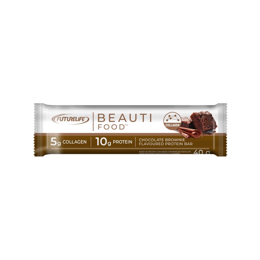 FutureLife Beauti Food | Nutritional Bar | Chocolate Brownie Flavor | 40g/1.4oz * 4 Bars | 1 Pack | 5g Collagen | High In Protein |